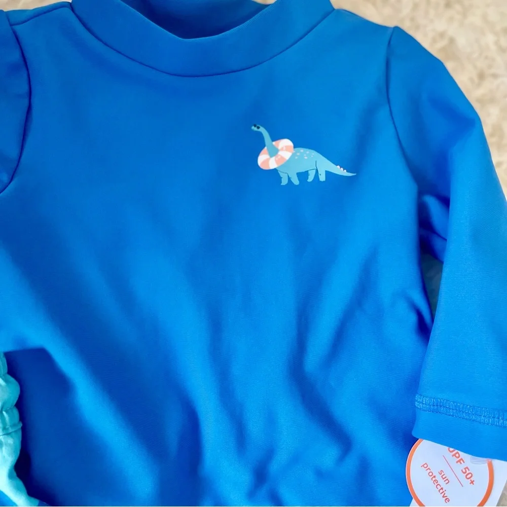 Carter's Baby Boys Dinosaur Long‎ Sleeve Rash Guard Set